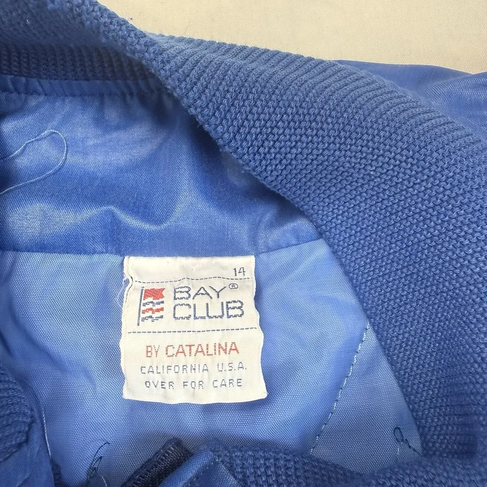 Vintage Bay Club By Catalina Bomber Jacket Womens 14 Blue USA Made Full Zip